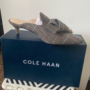 Cole Hann Plaid Fabric Mules